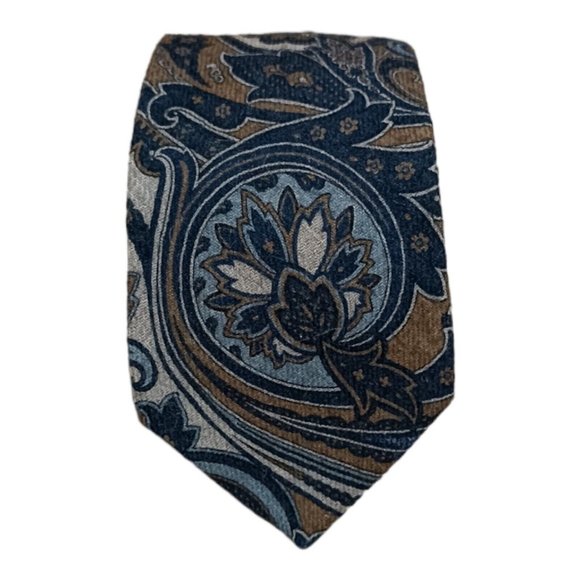 SUITSUPPLY Blue Paisley Wool Tie ITALY 61